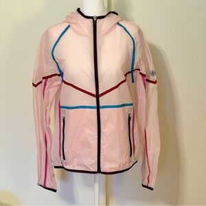 Tory Sport Light Pink Utility Jacket with Blue and Red Accents